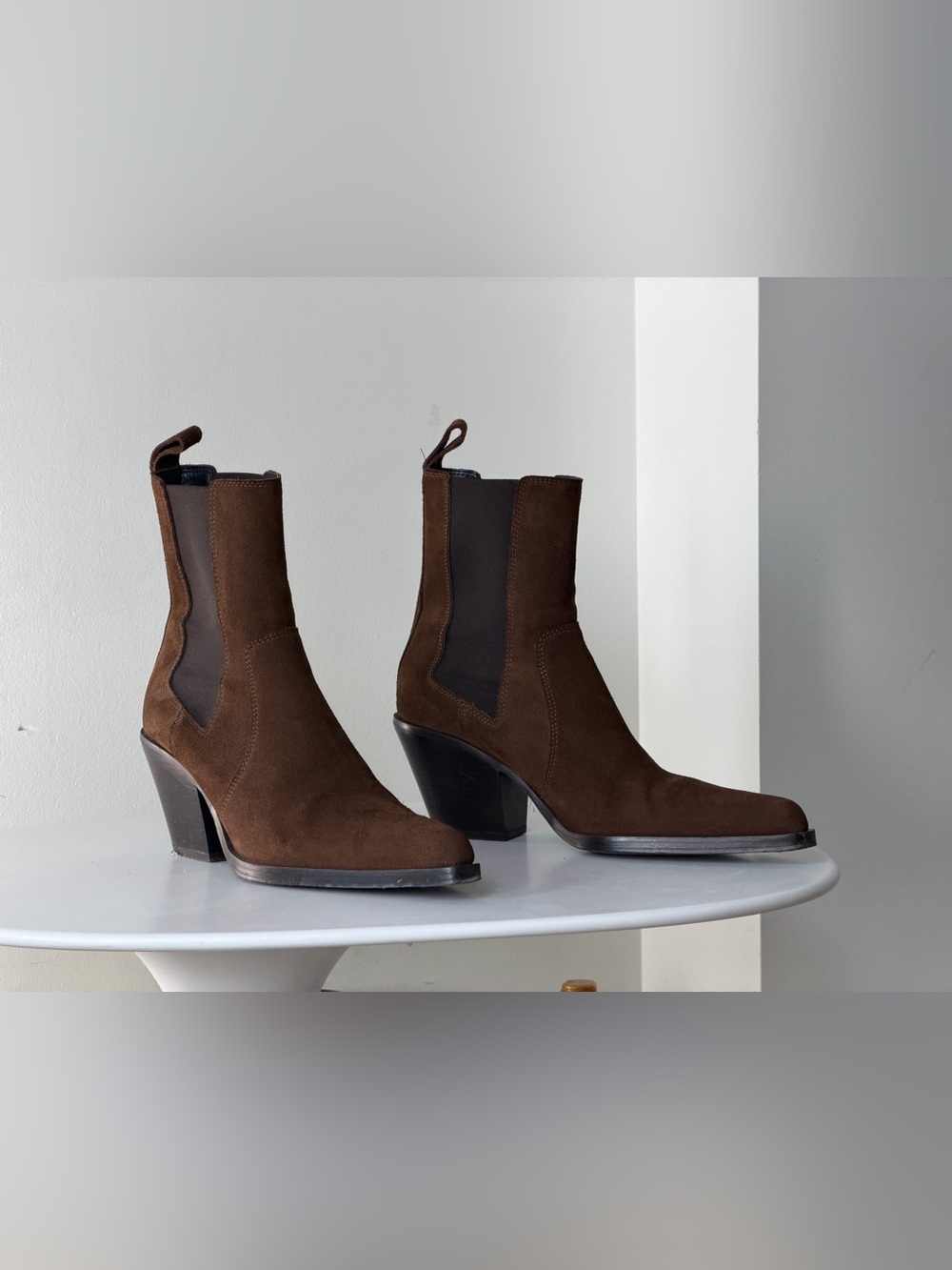 Zara Brown Suede Chukka Heel Boots